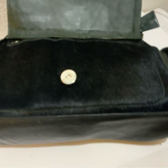 American West Black Hair-On Cowtown Green Tooled Leather Zip-Top Shoulder Bag - Picture 13 of 15